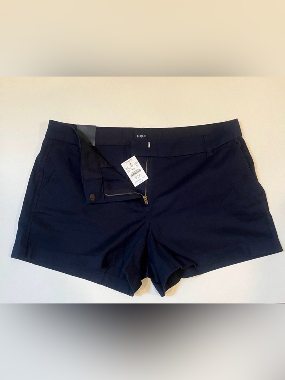 J. Crew Women's Deep Navy Stretch Cotton Shorts NWT size 14